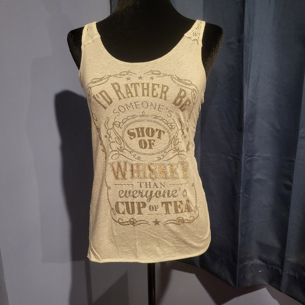 Gray And Gold Graphic Tank Top